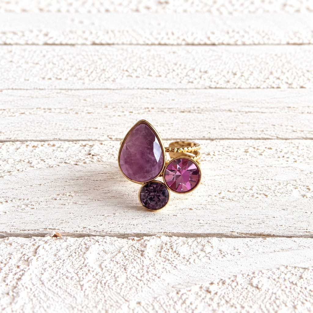 Anillo triple forma amatista