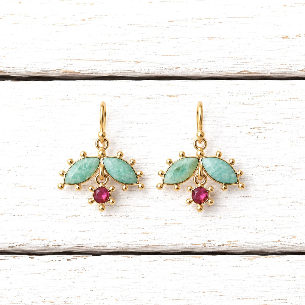 Pendientes flor hojas