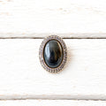 Anillo strass y resina gris