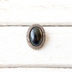 Anillo strass y resina gris