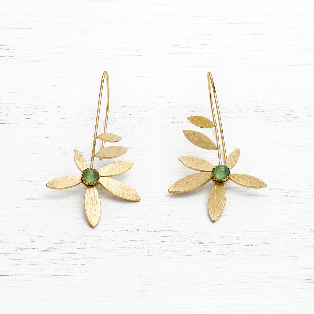 Pendientes flor piedra verde