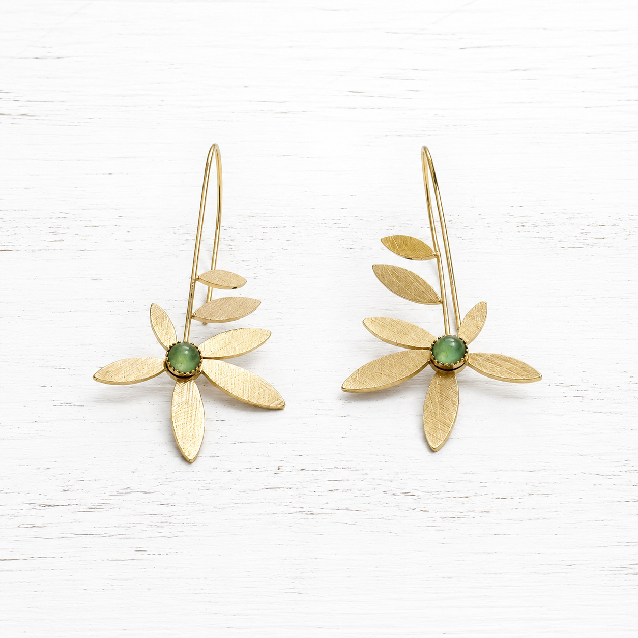 Pendientes flor piedra verde