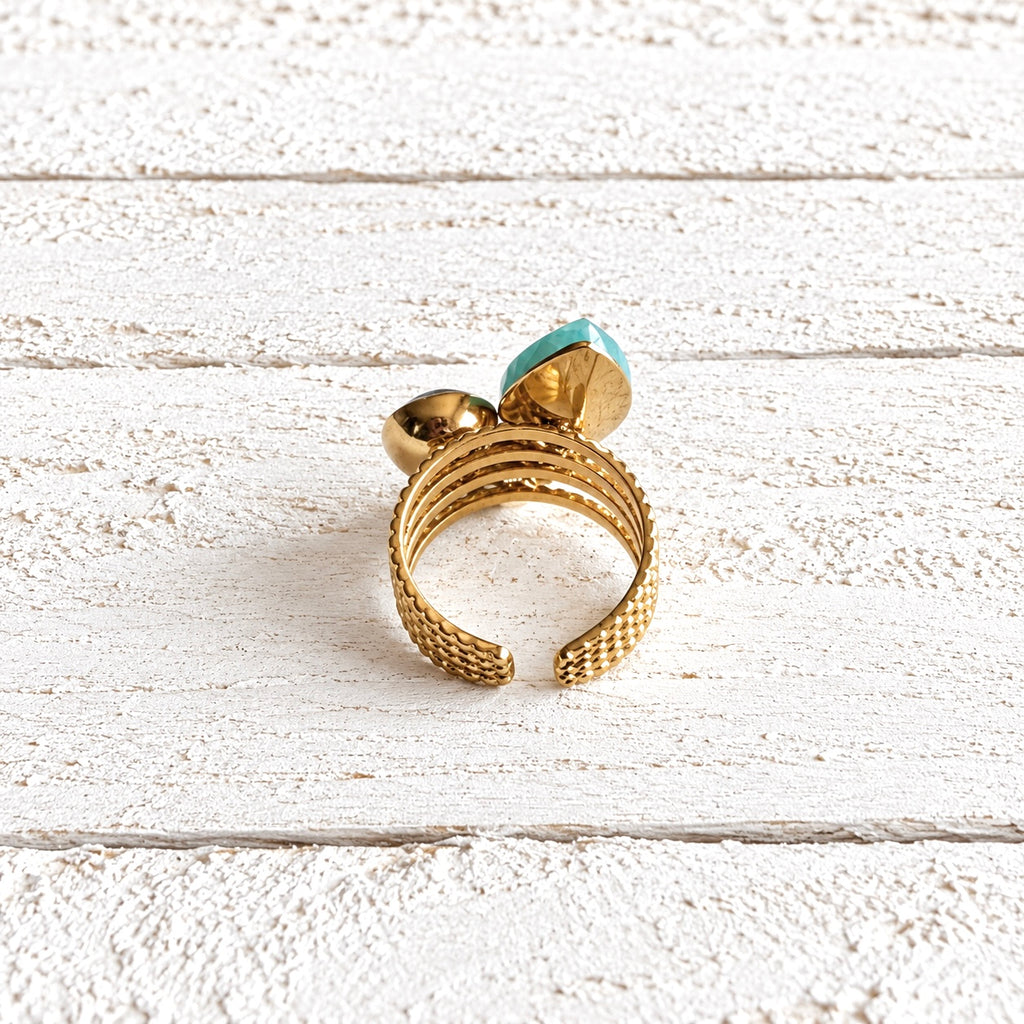 Anillo triple forma amazonita