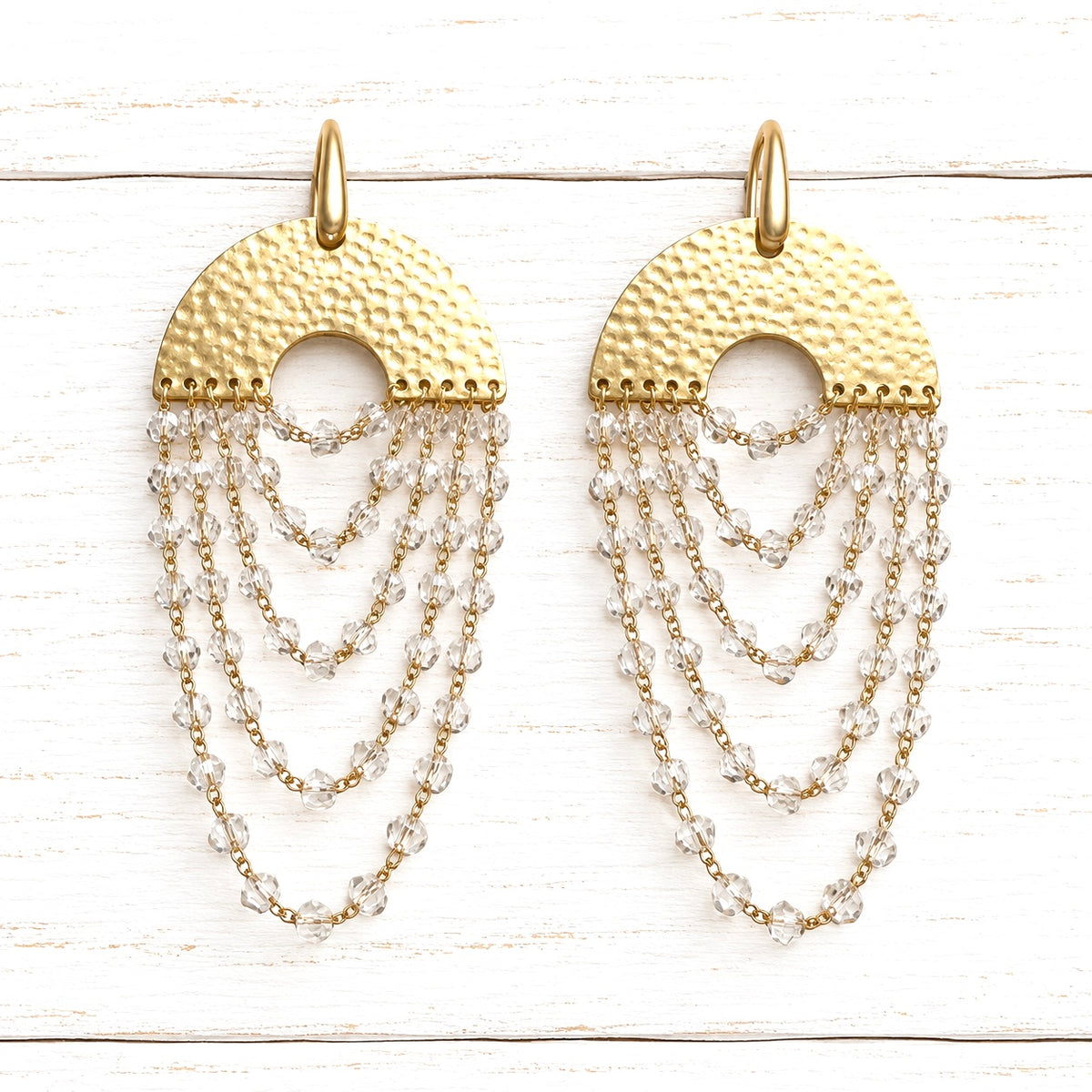 Pendientes cortina dorados cristal