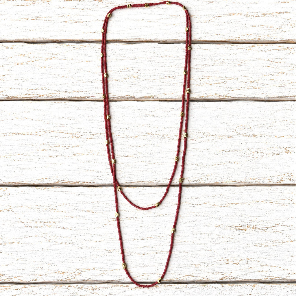 Collar largo terracota contraste dorado