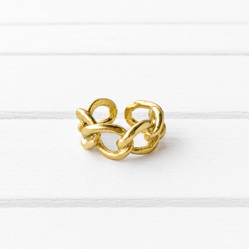 Anillo eslabones oro mate