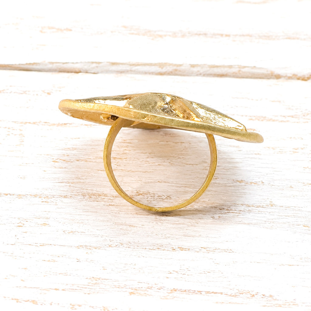 Anillo zamak dorado baño Sol círculo