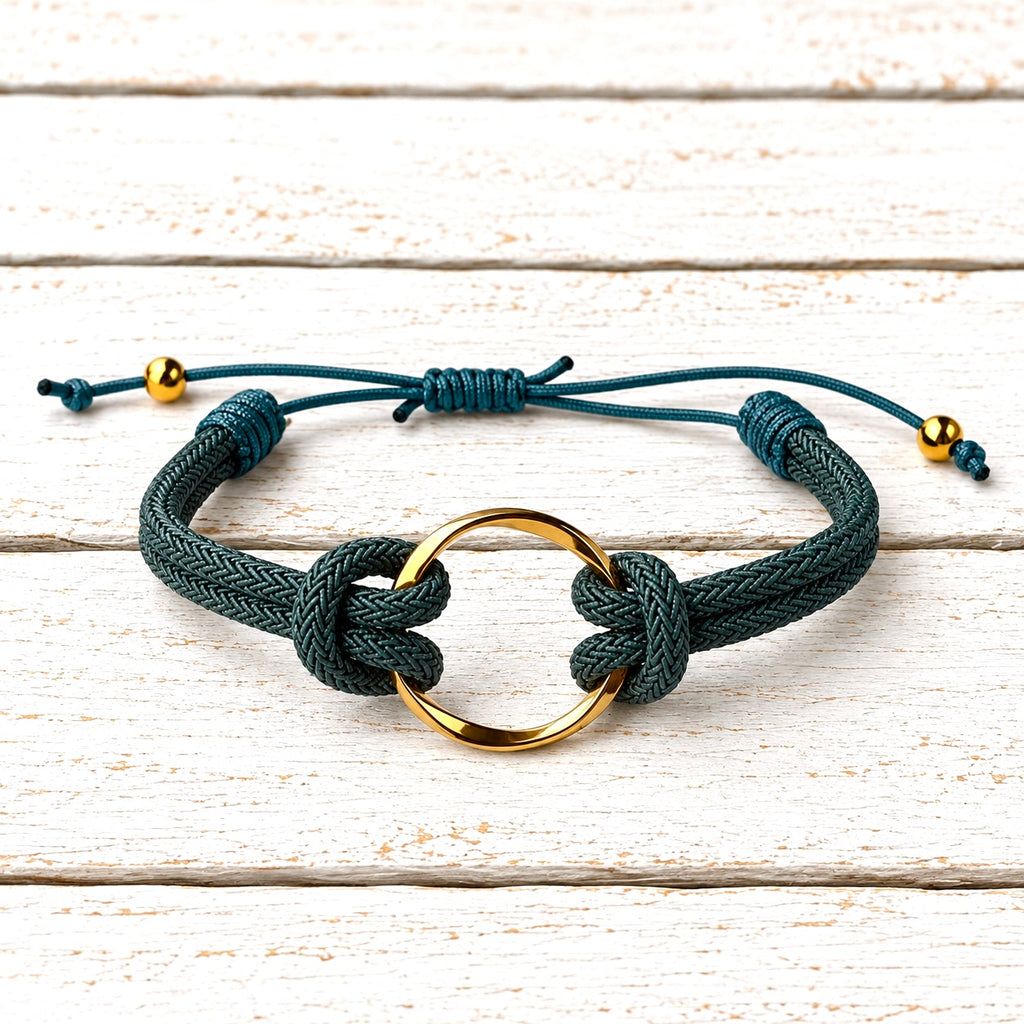 Pulsera aro acero dorado verde
