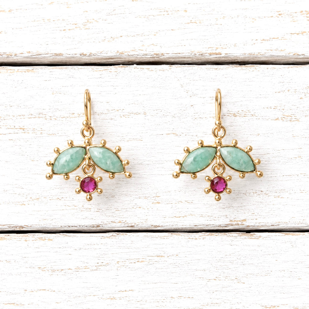 Pendientes flor hojas