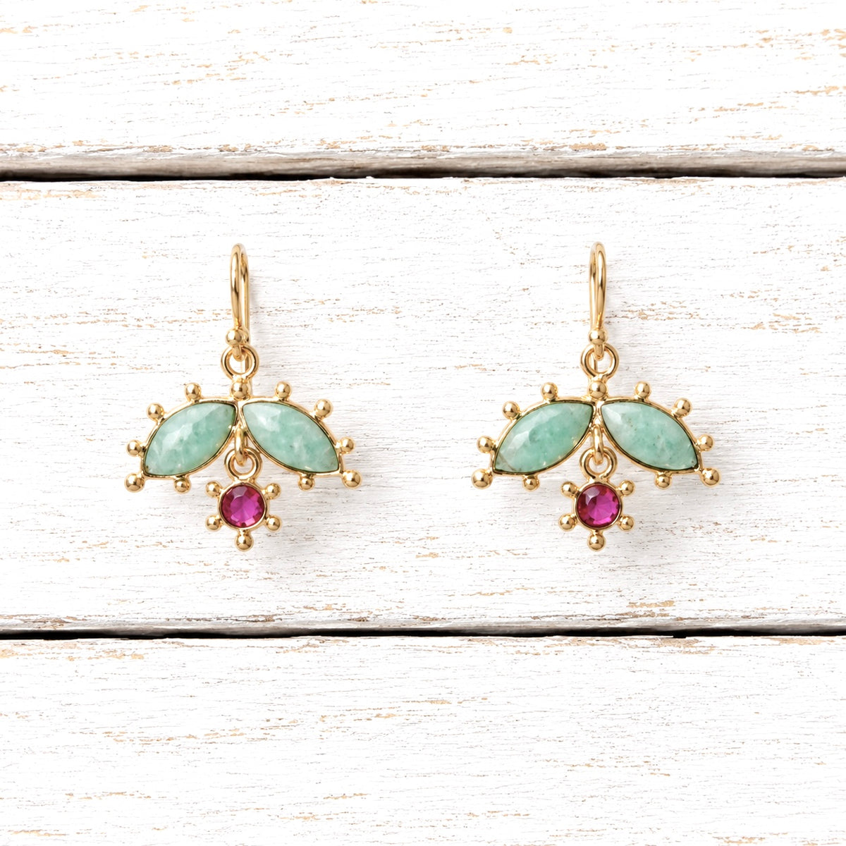 Pendientes flor hojas