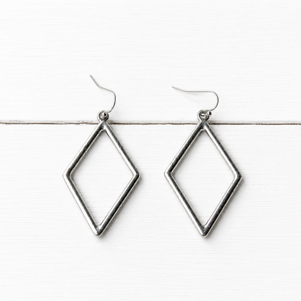 Pendientes rombo plateado