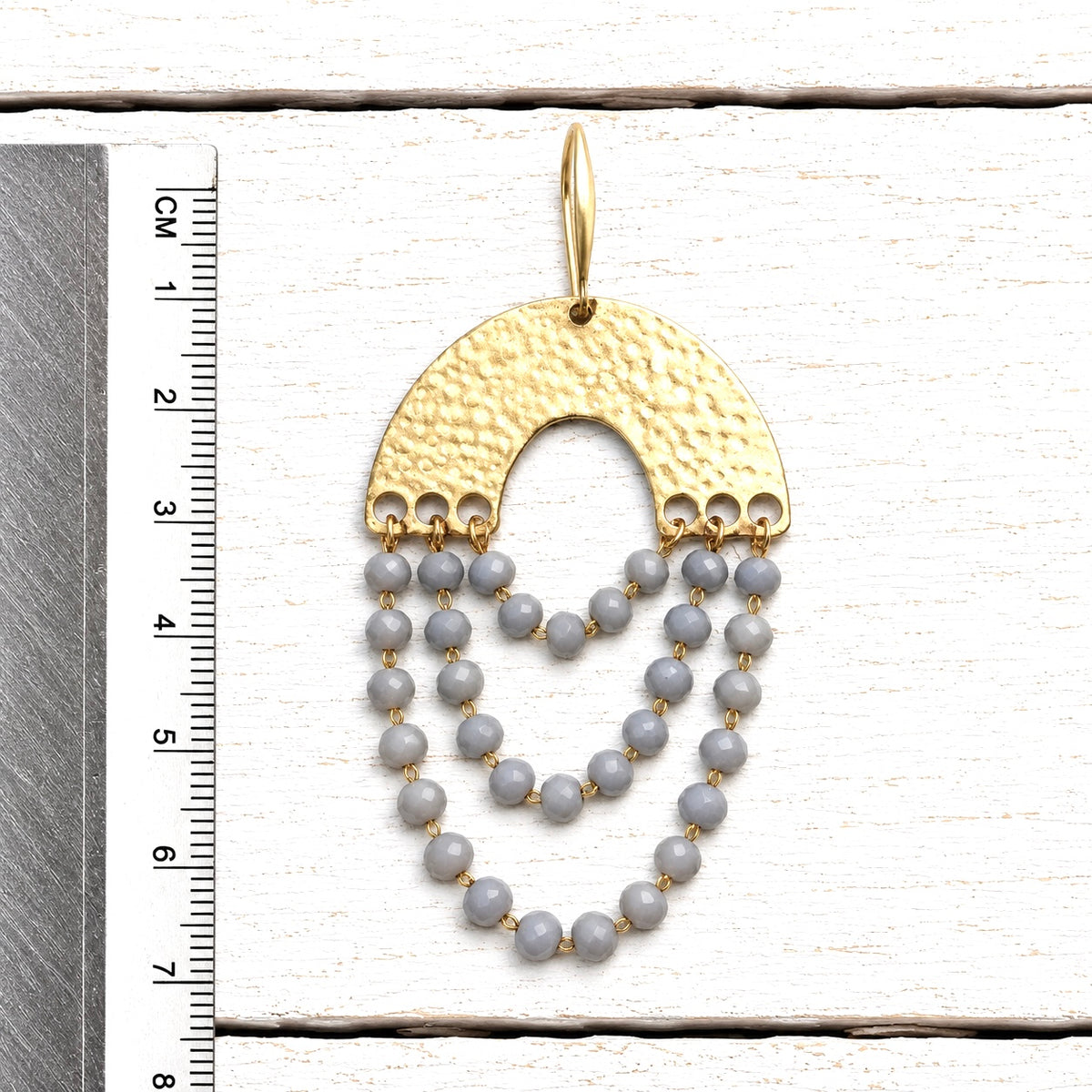 Pendientes cortina triple gris