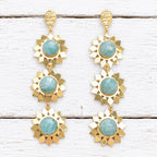 Pendientes triple estrella amazonita
