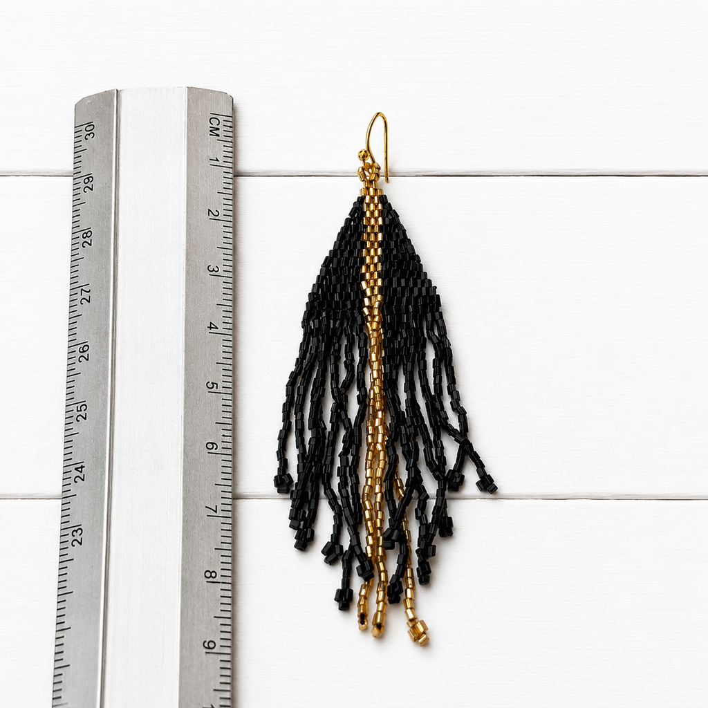 Pendientes miyuki tiras negro