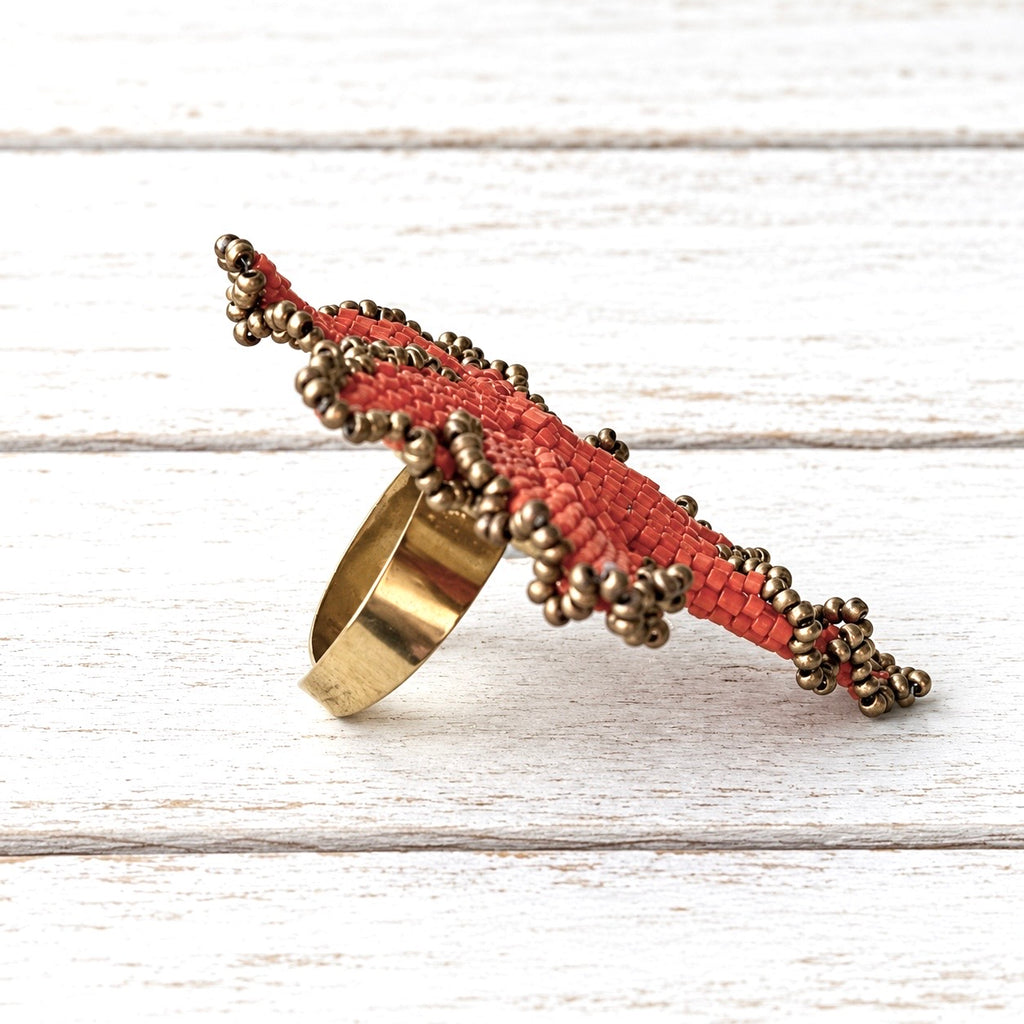 Anillo flor Miyuki teja