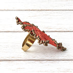 Anillo flor Miyuki teja
