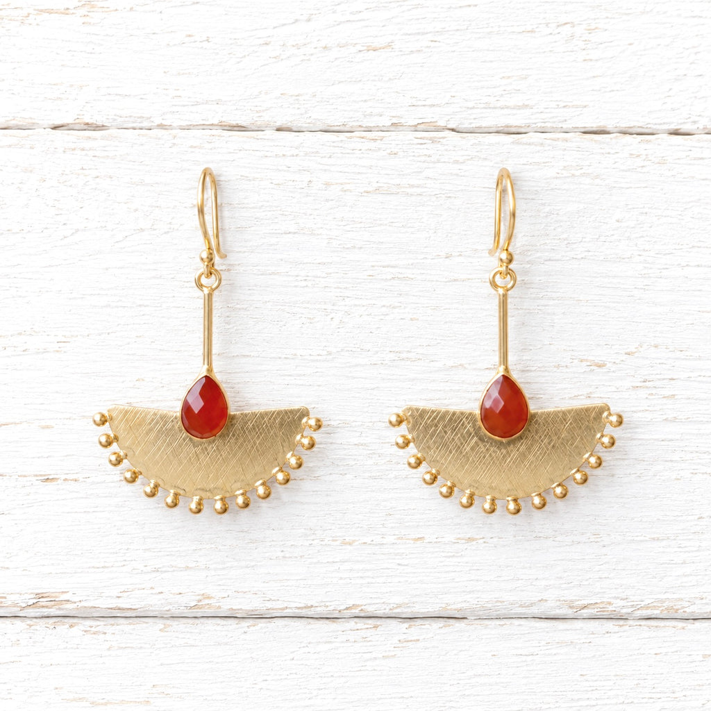 Pendientes abanico teja dorado mate