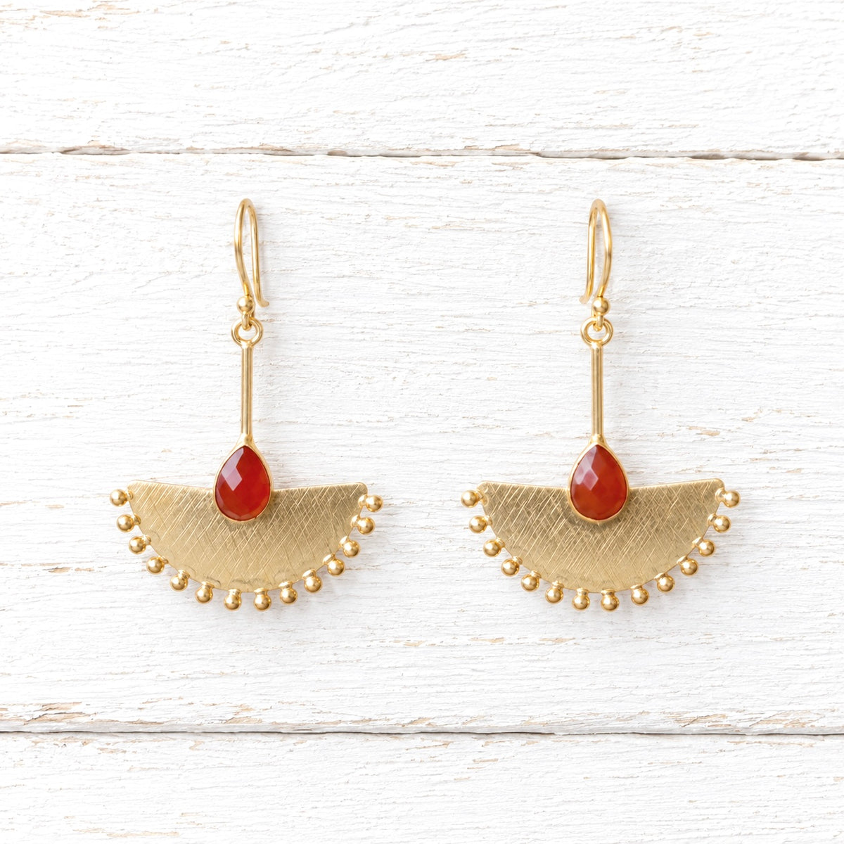 Pendientes abanico teja dorado mate