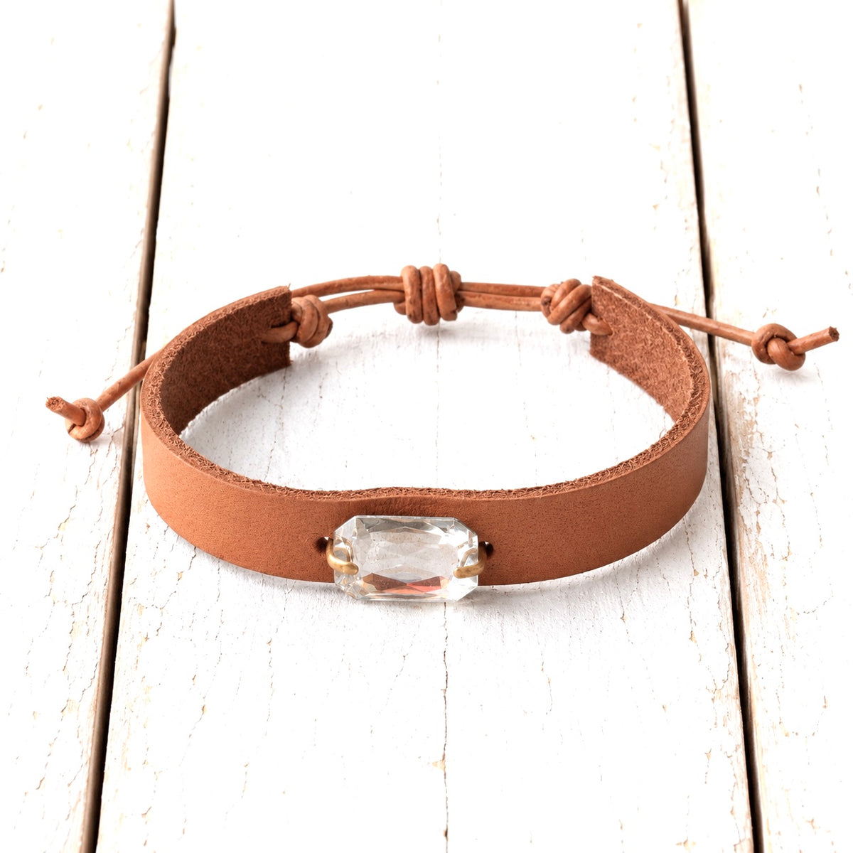 Pulsera cuero cristal