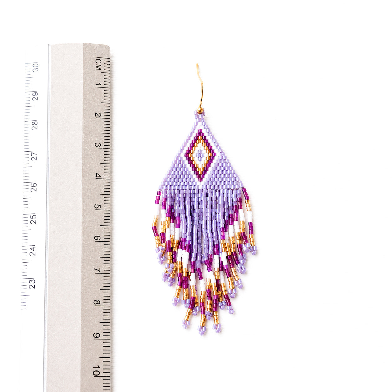 Pendientes miyuki rombo lavanda