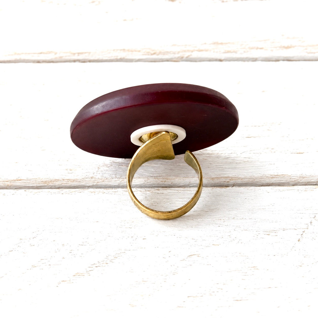 Anillo resina granate XL