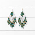 Pendientes miyuki rombo blanco y verde