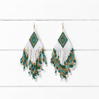 Pendientes miyuki rombo blanco y verde
