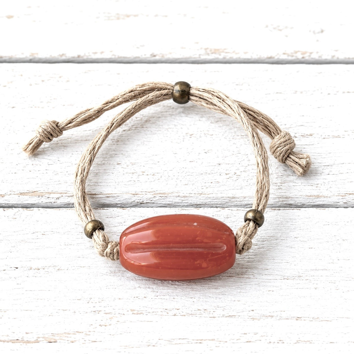 Pulsera cáñamo vidrio teja