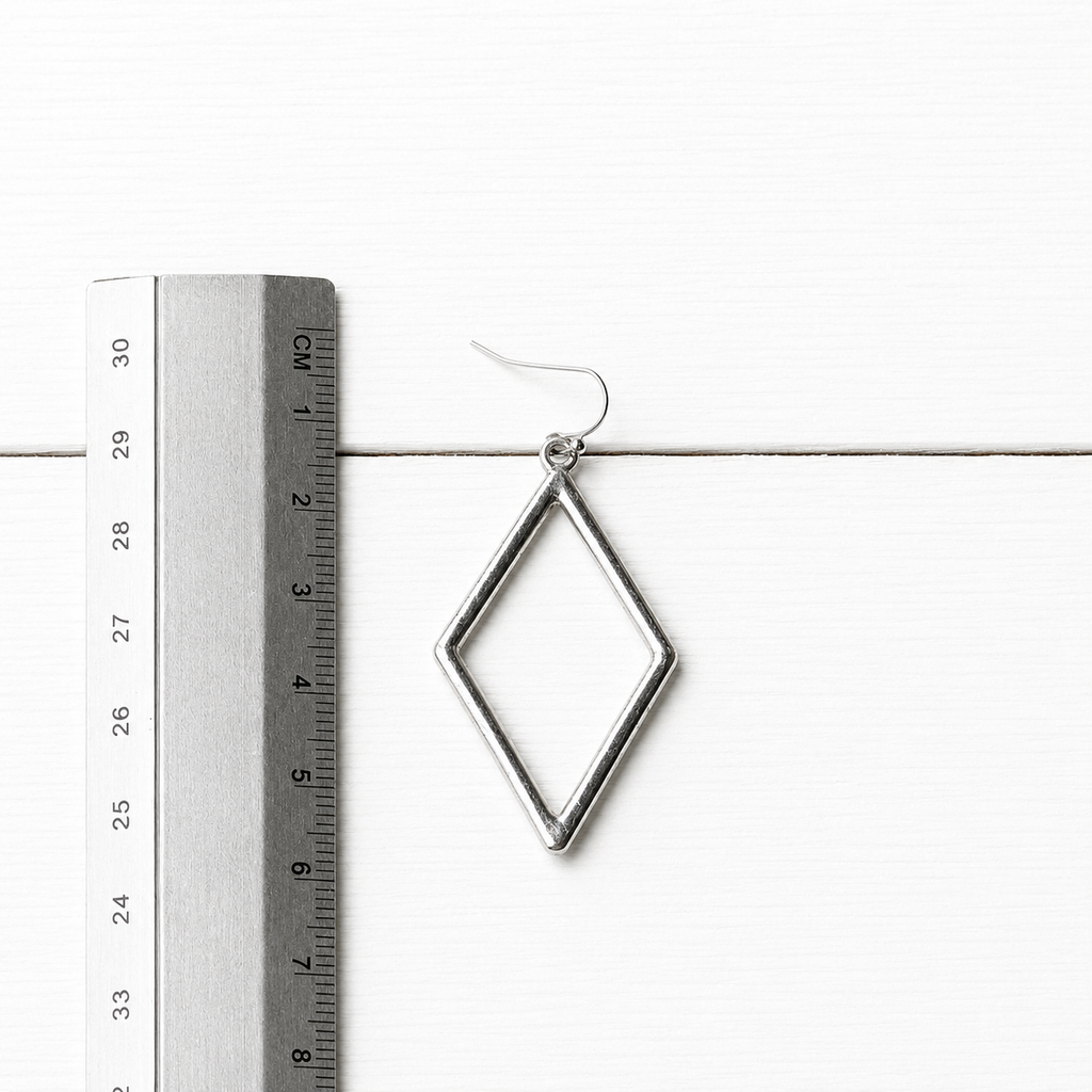 Pendientes rombo plateado