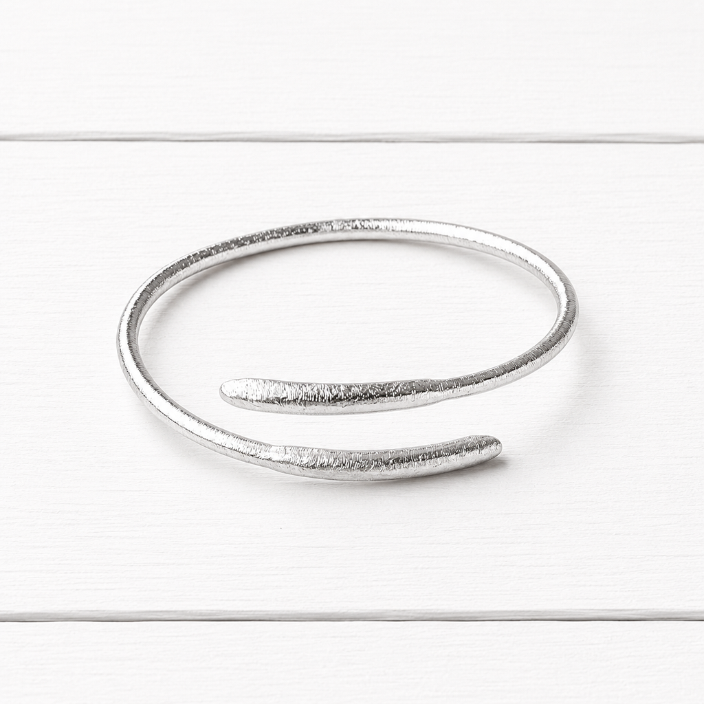 Pulsera doble plateada mate