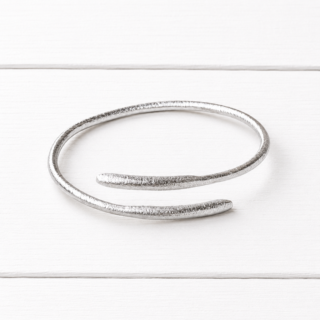 Pulsera doble plateada mate