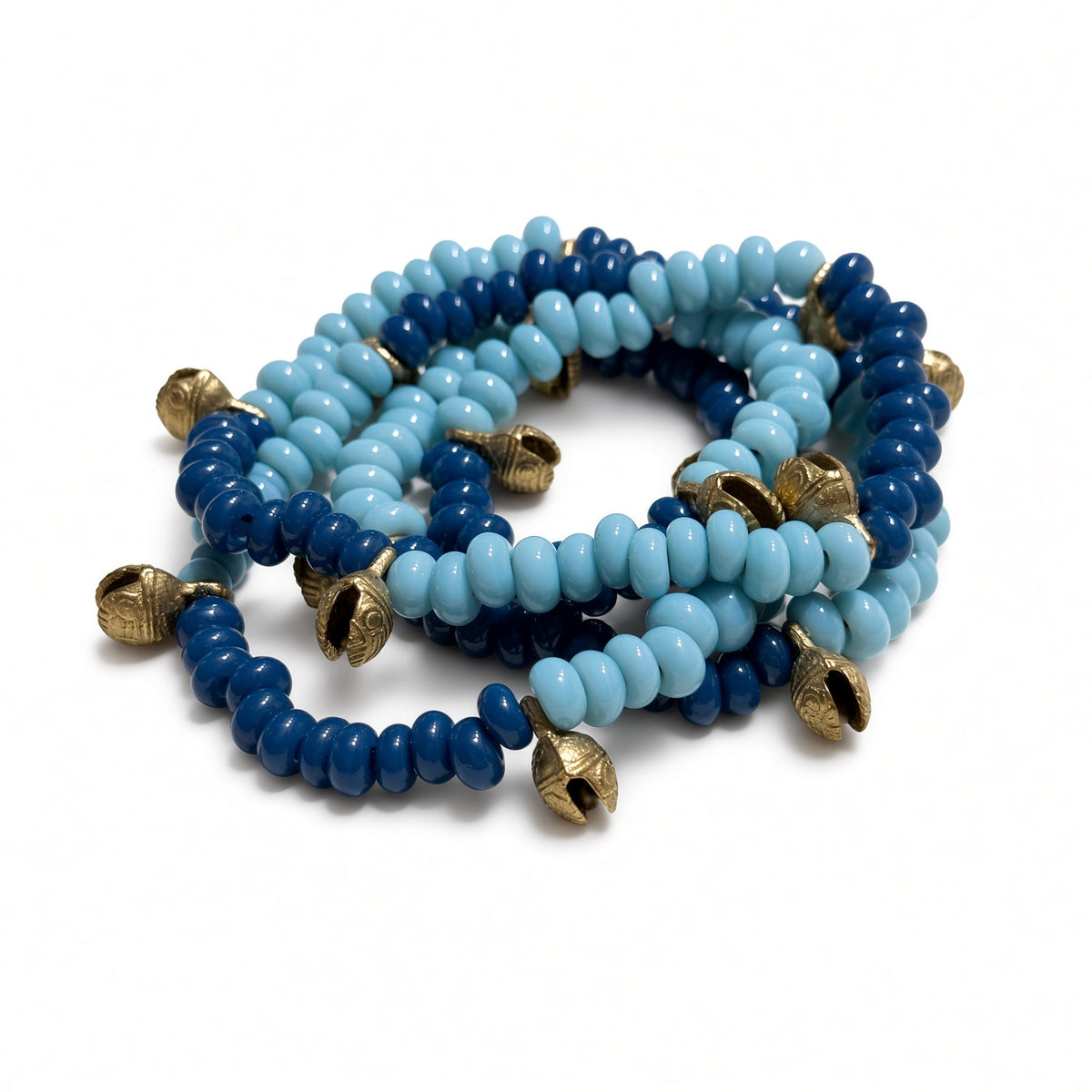 Collar vidrio cascabeles azules