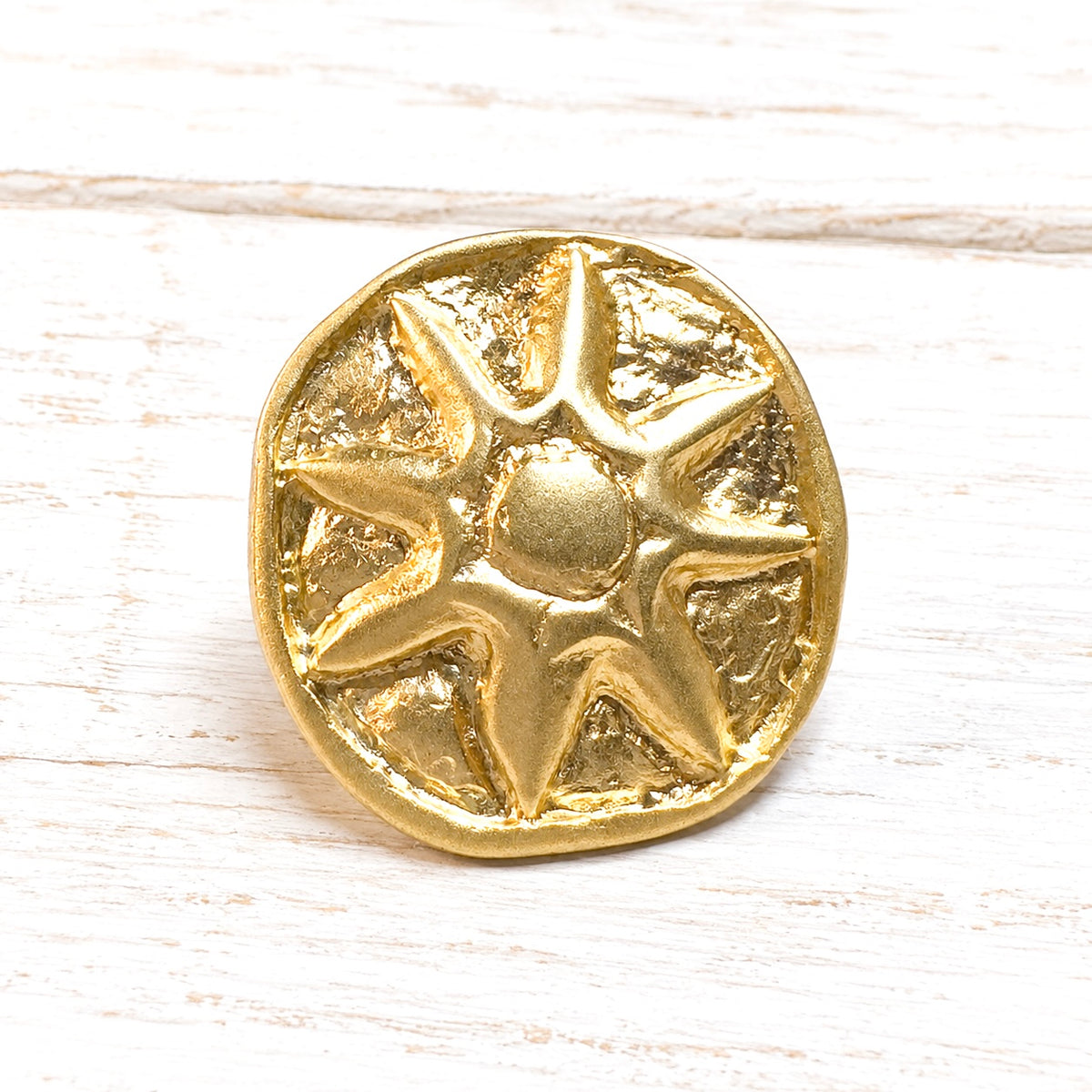 Anillo zamak dorado baño Sol círculo