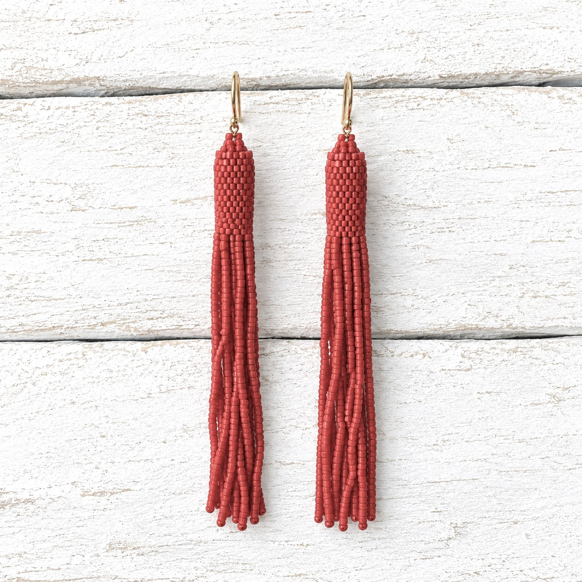 Pendientes pompón Miyuki teja