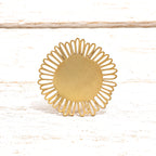 Anillo flor acero dorado mate