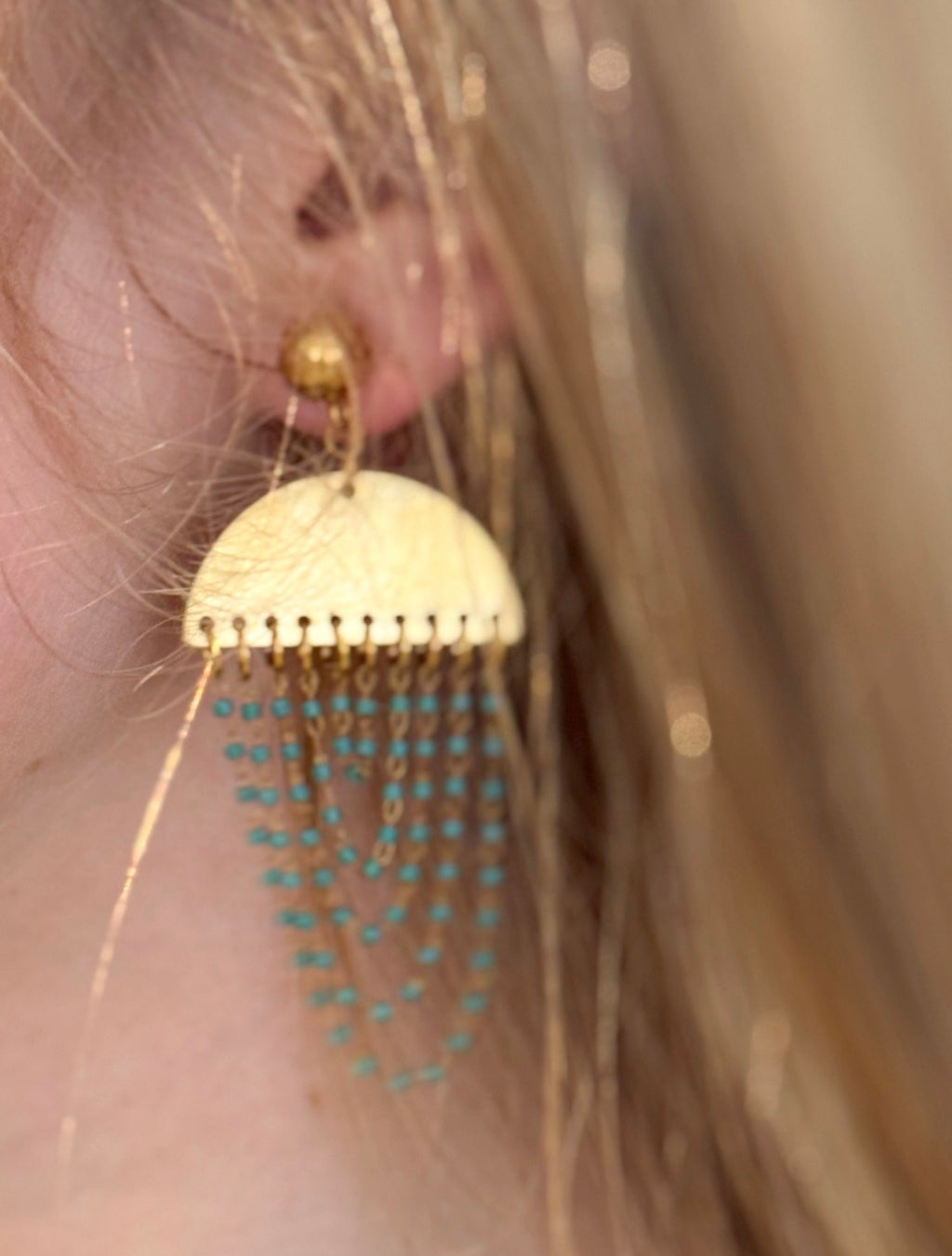 Pendientes cortina cadena verde