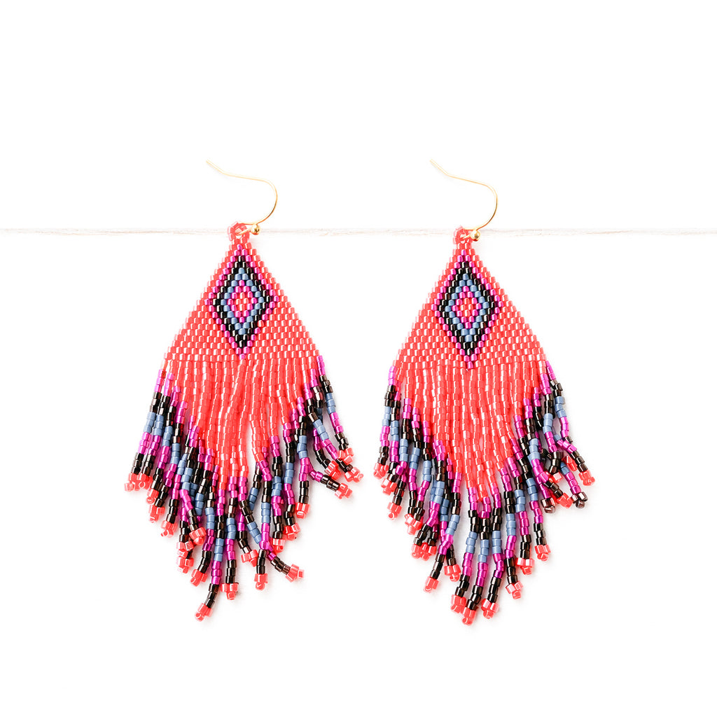 Pendientes rombo naranja flúor