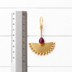Pendientes abanico amazonita dorado mate granate