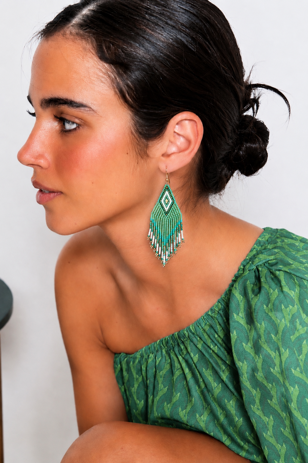 Pendientes miyuki rombo verde manzana