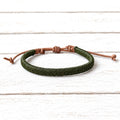 Pulsera cuero plano verde kaki