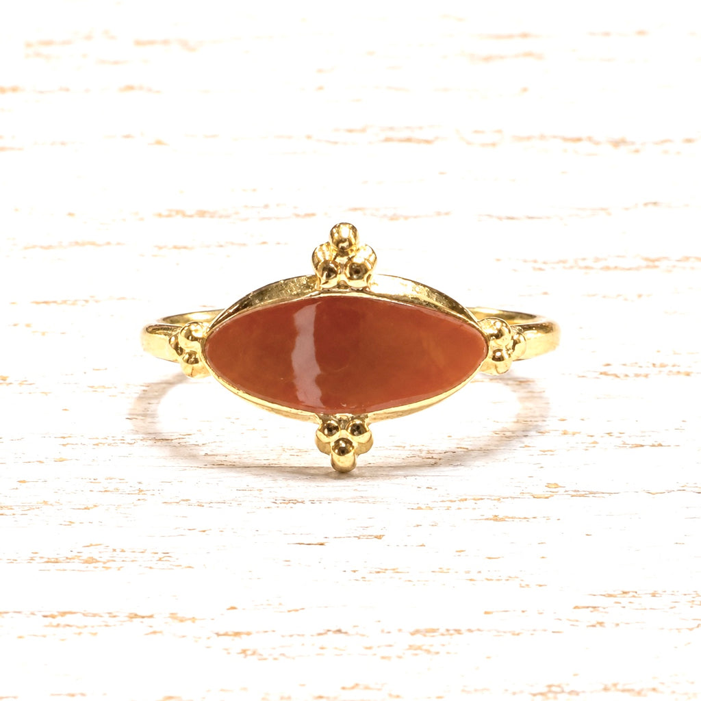 Anillo acero dorado teja oval