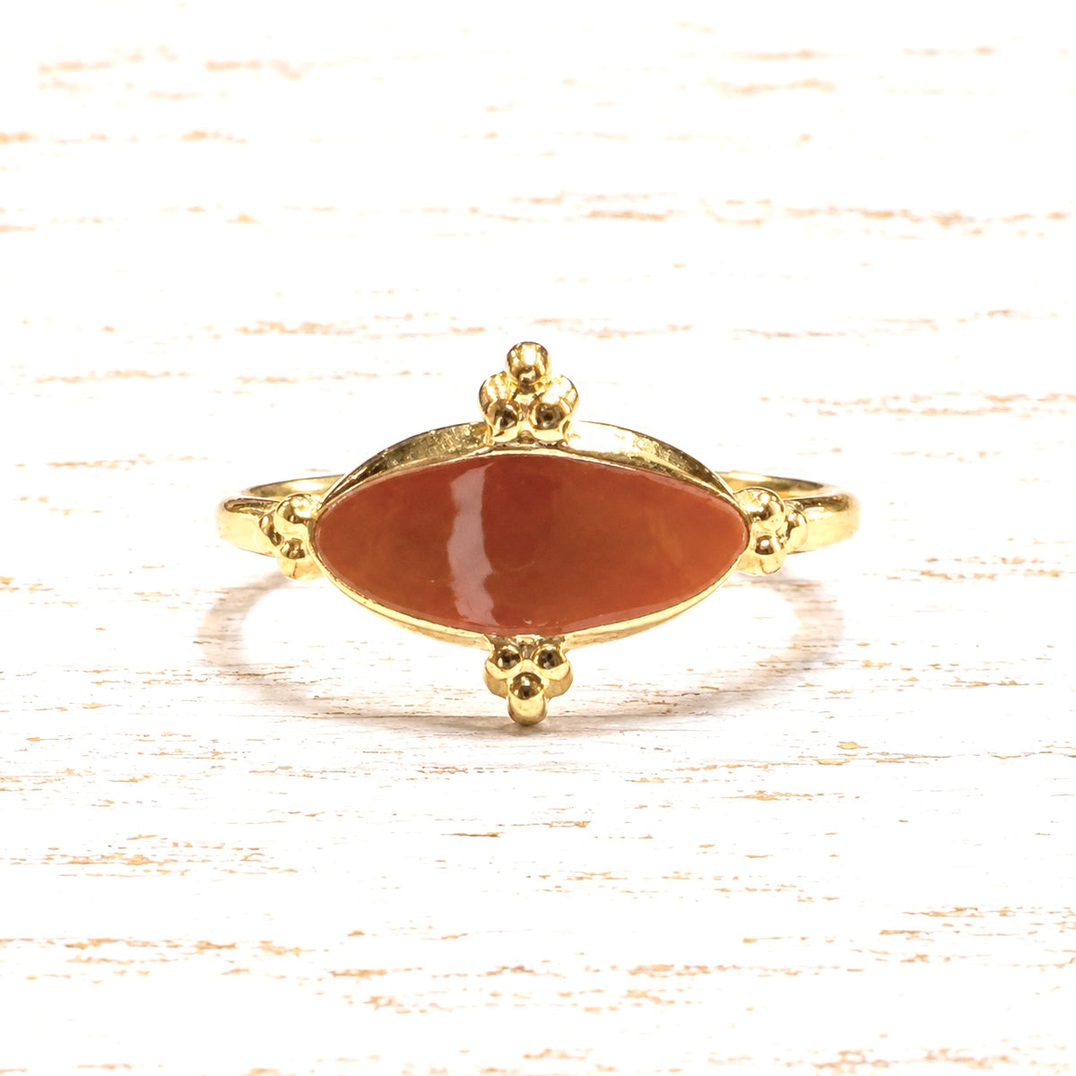 Anillo acero dorado teja oval