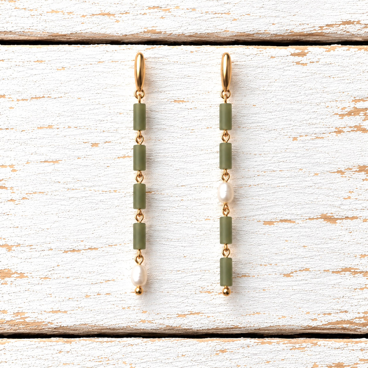 Pendientes contraste perla