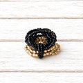 Anillo abalorios elástico negro