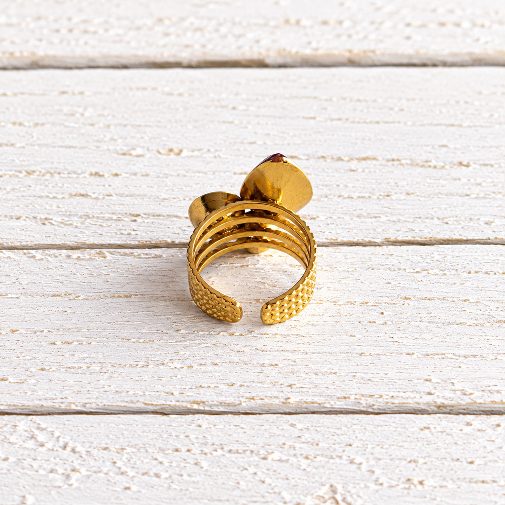 Anillo triple forma amatista