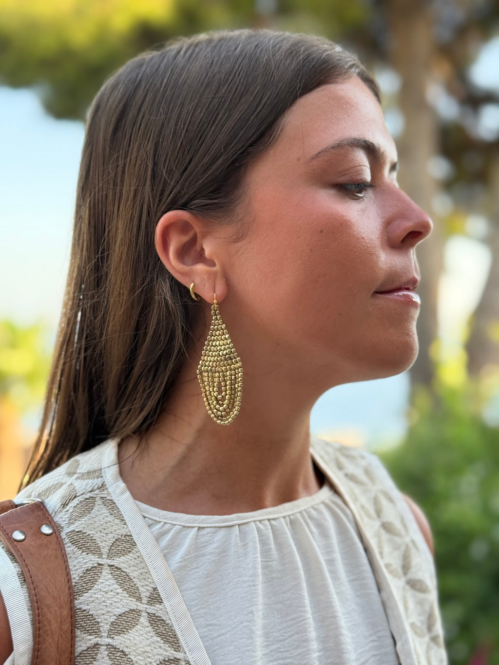 Pendientes cortina gota dorados