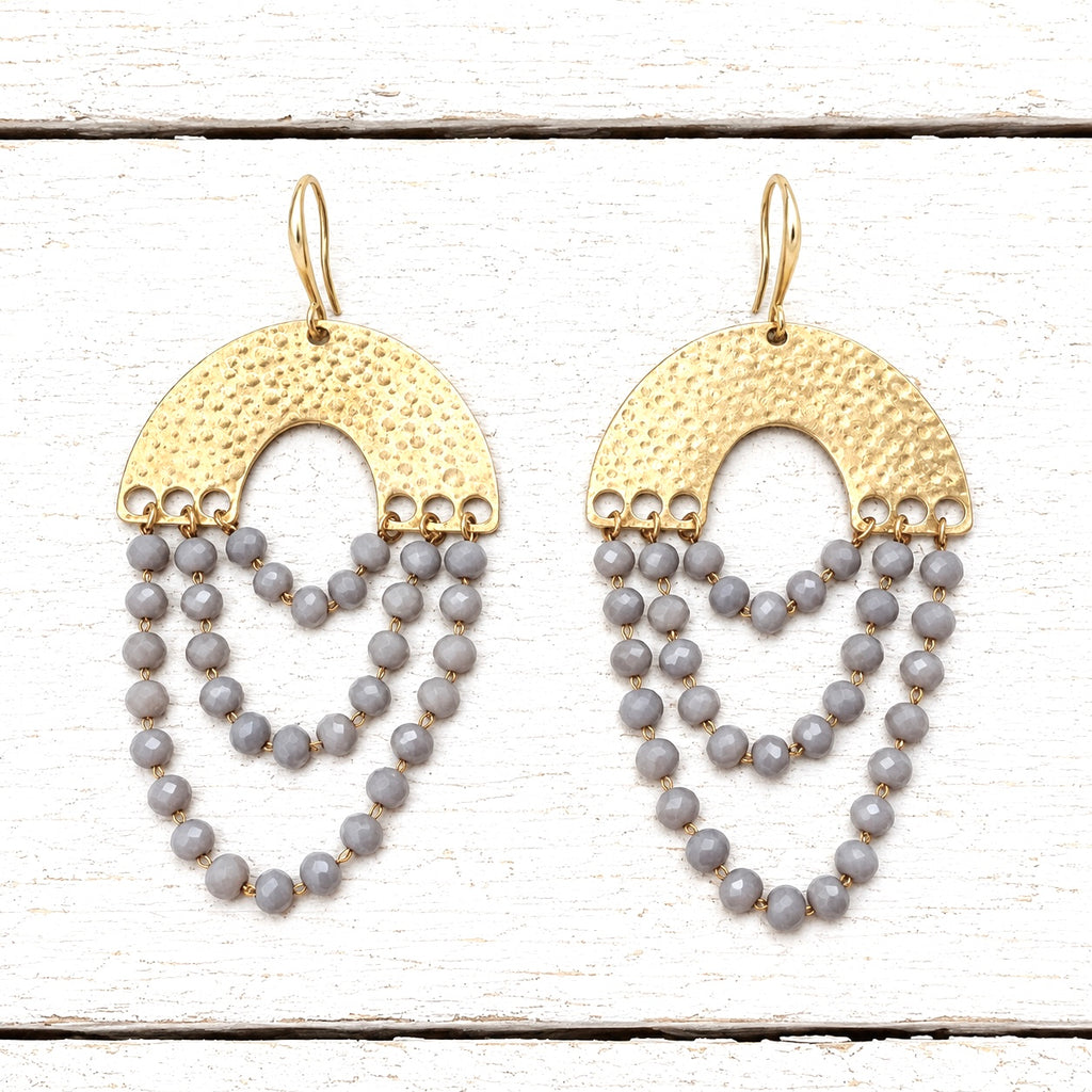 Pendientes cortina triple gris