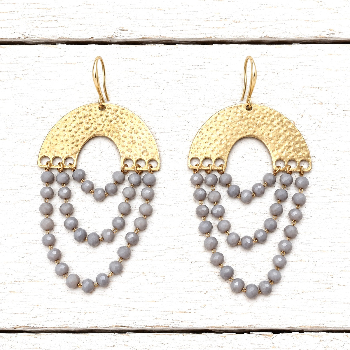 Pendientes cortina triple gris
