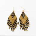 Pendientes miyuki rombo dorados y negro