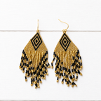 Pendientes miyuki rombo dorados y negro